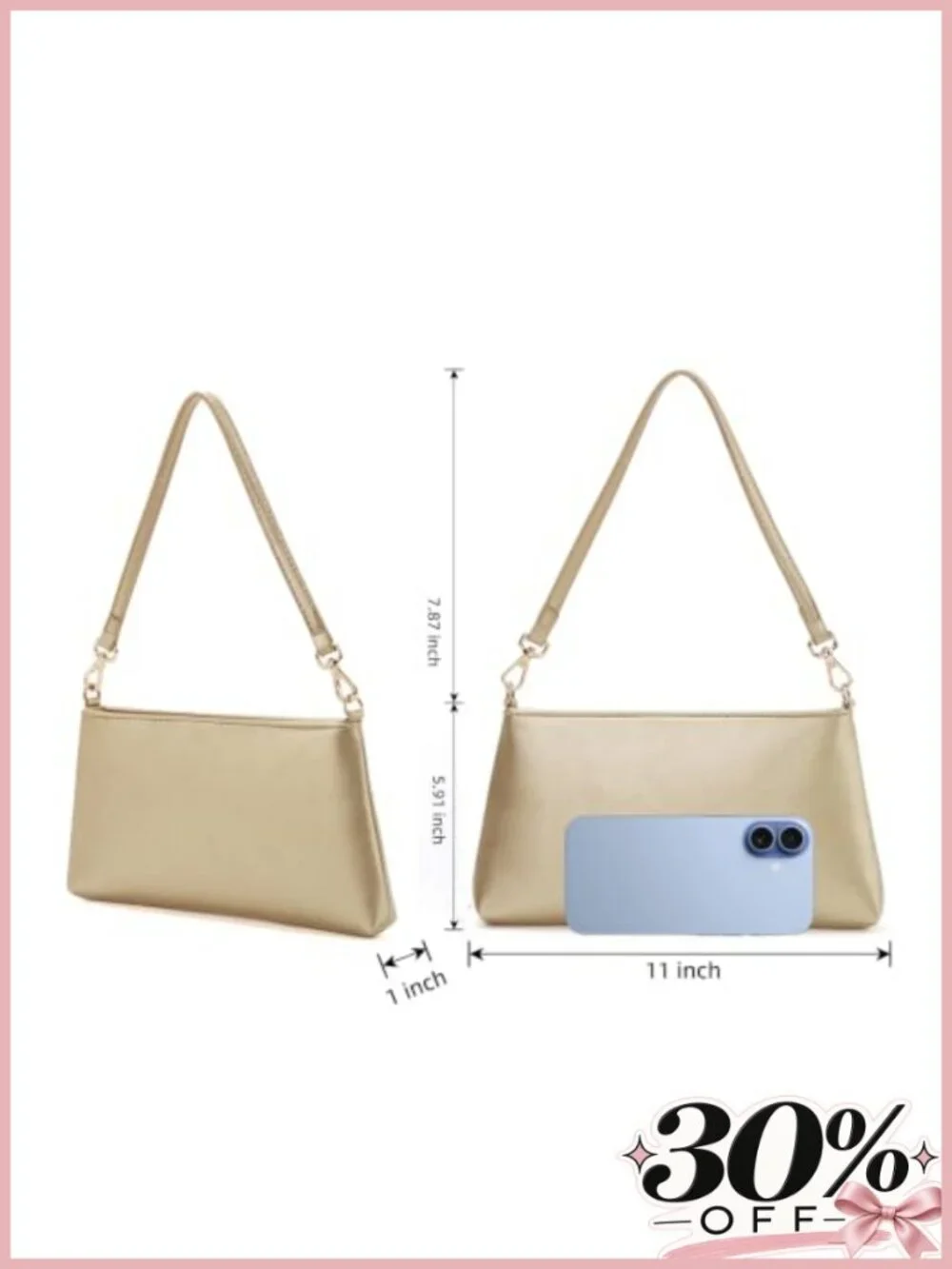 PU Leather Evening Clutch with Chain Strap & Zipper for Wedding Party